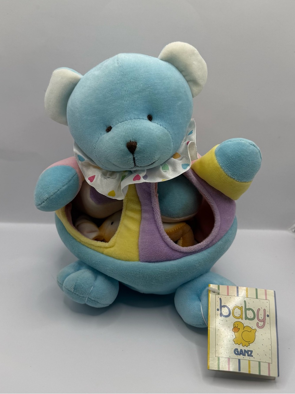 Vintage GANZ Baby Pastel Plush Nesting Bear Activity Toy Stuffed Animal